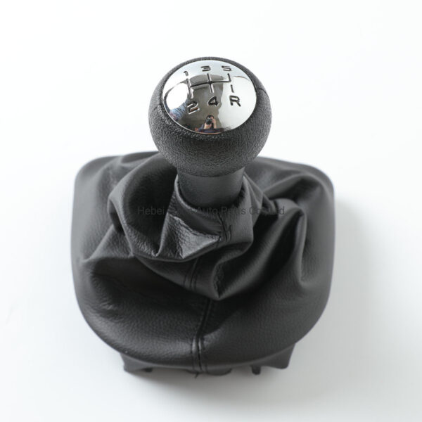 Car Gear Shift Knob With Leather Boot Chrome Cap For PEUGEOT 207 307