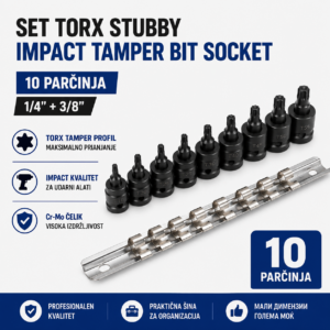 Set Torx Stubby Impact Tamper gedore 1/4” + 3/8” – 10 parčinja