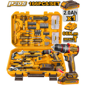 INGCO Set Alat So Bateriska Bormasina 166PCS